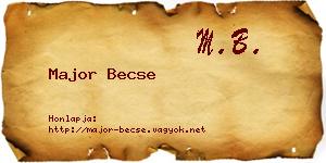 Major Becse névjegykártya